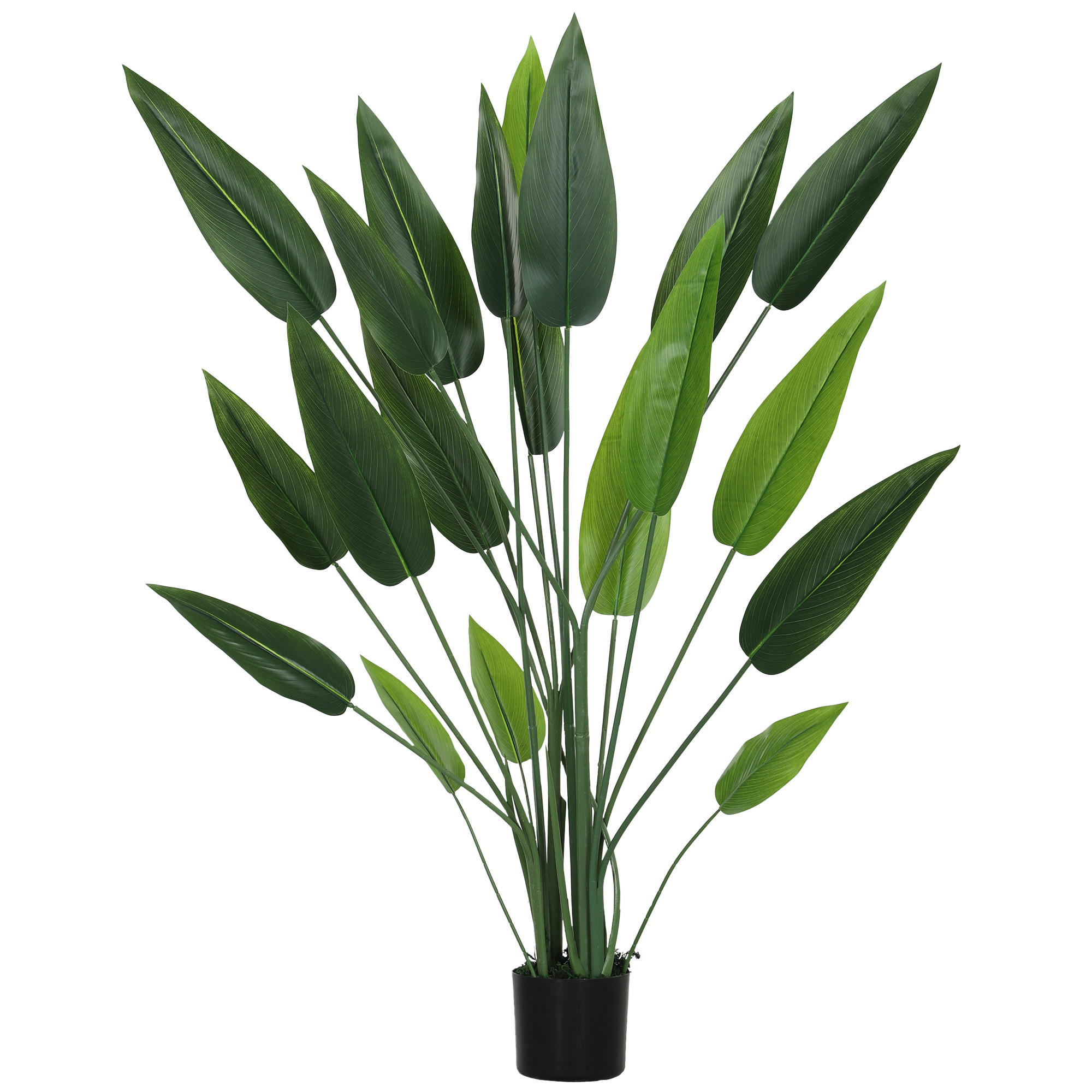 KUNSTPFLANZE, Paradiesvogelblume 140 cm, 20 Blätter & Topf, PE, PEVA & PP, dekorativ, Grün - Multicolor, Kunststoff (140cm) - FORIOUS
