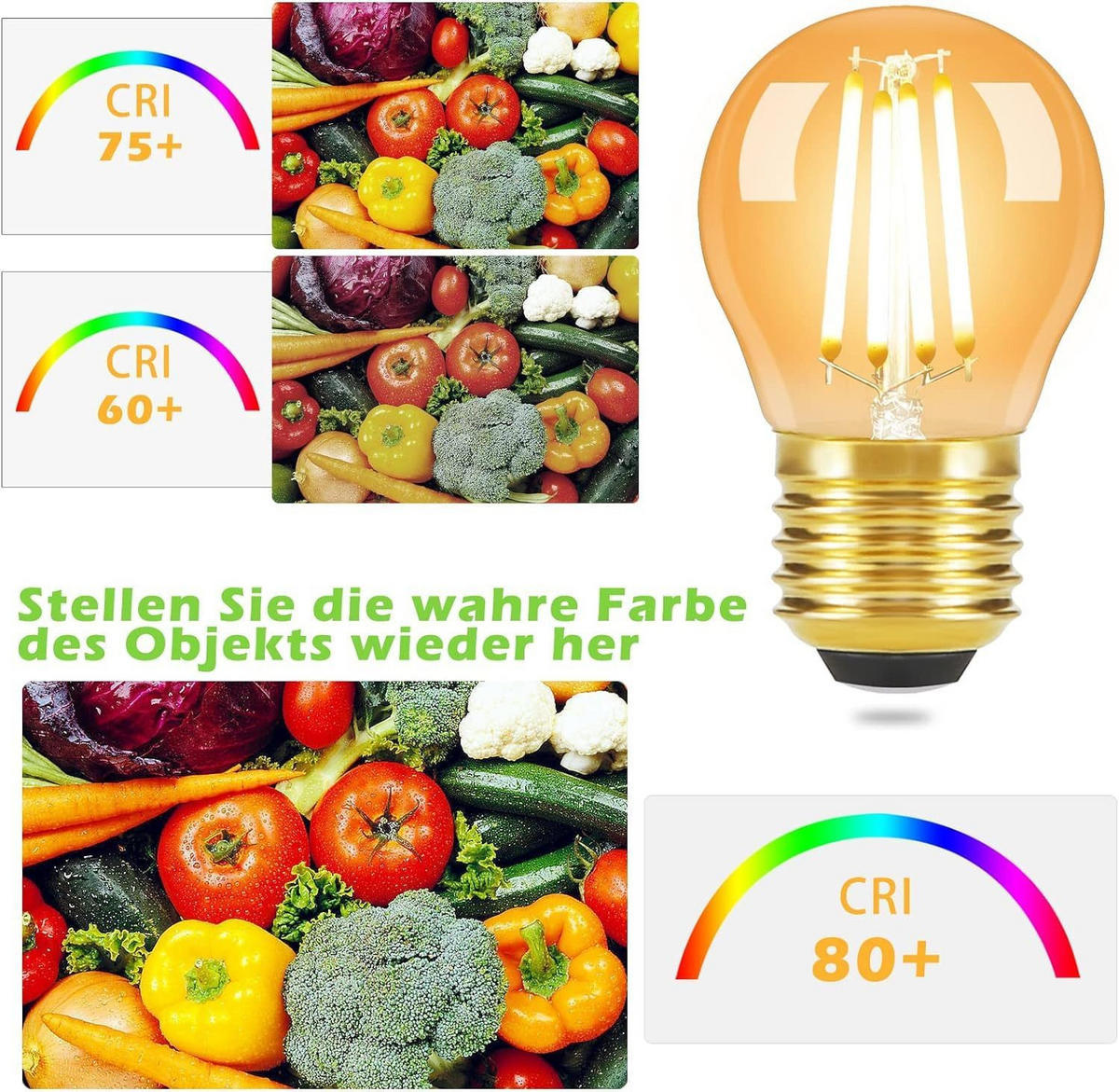LED žárovky E27 4W (sada 6 ks) - průhledná, sklo (4.5/7.6cm) - Nettlife