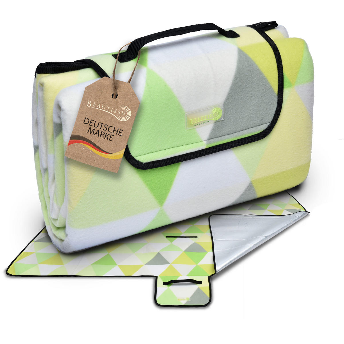 PICKNICKDECKE Bella DE 200x200cm Hellgrün-Kariert - Hellgrün, Kunststoff/Textil (200/200cm) - Beautissu 