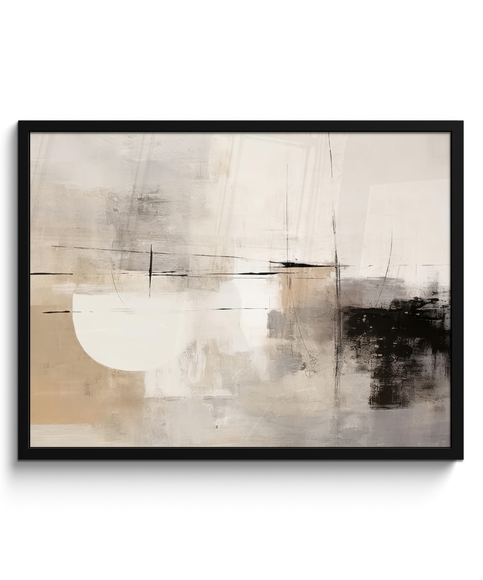 POSTER MIT RAHMEN Abstrakt - Kunst - Grau 80x60 cm - Hellgrau, Papier (80/60cm) - MuchoWow