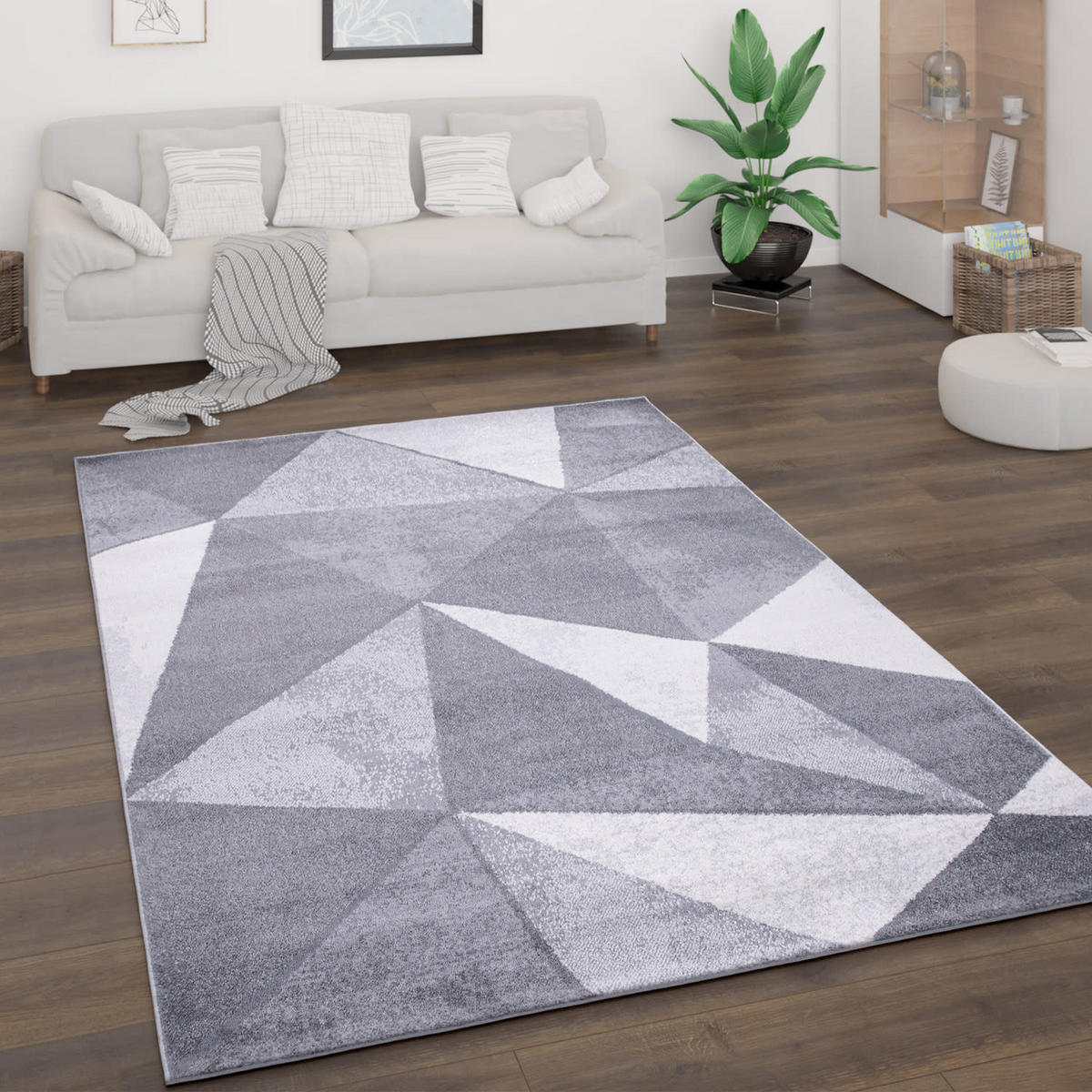 TEPPICH Kurzflor Geometrisch Wohnzimmer schmutzabweisend Grau Rechteckig 160x220 - Grau, Textil (160/220cm) - KADIMA DESIGN