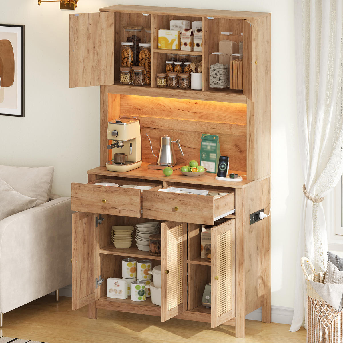 GESCHIRRSCHRANK Naturfarben 100/40/180 - Naturfarben, Holzwerkstoff (100/180/40cm)