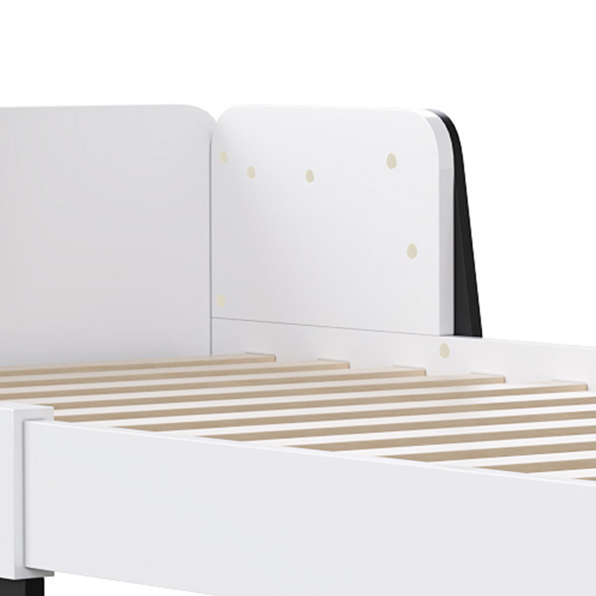 KINDERBETT 90×200 cm Hundemotiv – Weiß, Modernes Kinderbett mit Kopfteil & Seitenschutz - Weiß, Holz