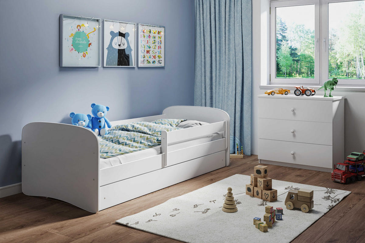 KINDERBETT ohne Muster mit Schublade und Matratze 140/70 - Weiß, Holzwerkstoff (70/140cm) - RAUMHIRSCH FURNITURE