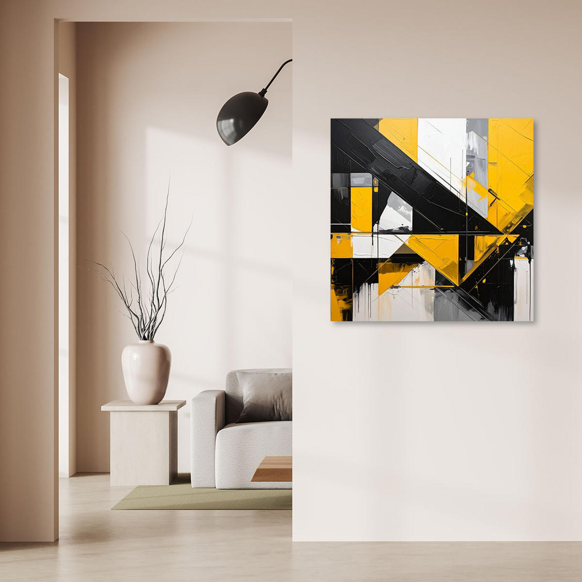 LEINWANDBILD 3D und geometrisch 60x60cm - Gelb, Textil (60/60cm) - Feeby