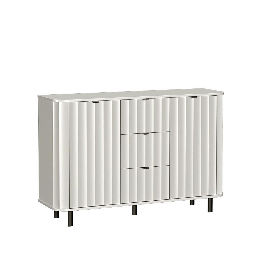 KOMMODE MODERNO 137,2/91/40,5cm mit 3 Schubladen 2 Türen Weiß - Weiß, Holzwerkstoff (137.2/91/40.5cm) - MASSENO