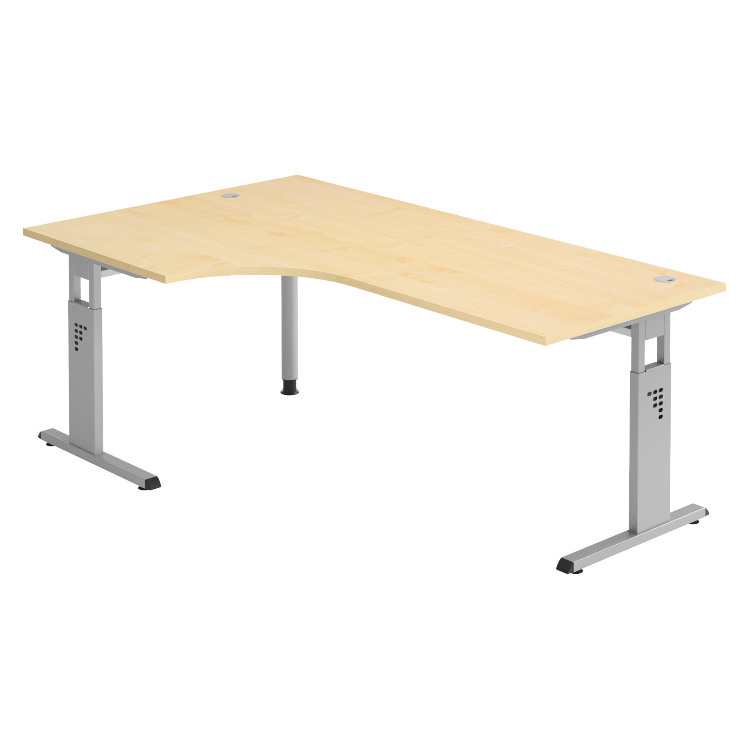 SCHREIBTISCH Serie-O 120/200/74 cm in Ahornfarben/Silberfarben - Silberfarben/Ahornfarben, Holzwerkstoff (120/200/74cm) - bümö