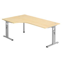SCHREIBTISCH Serie-O 120/200/74 cm in Ahornfarben/Silberfarben - Silberfarben/Ahornfarben, Holzwerkstoff (120/200/74cm) - bümö