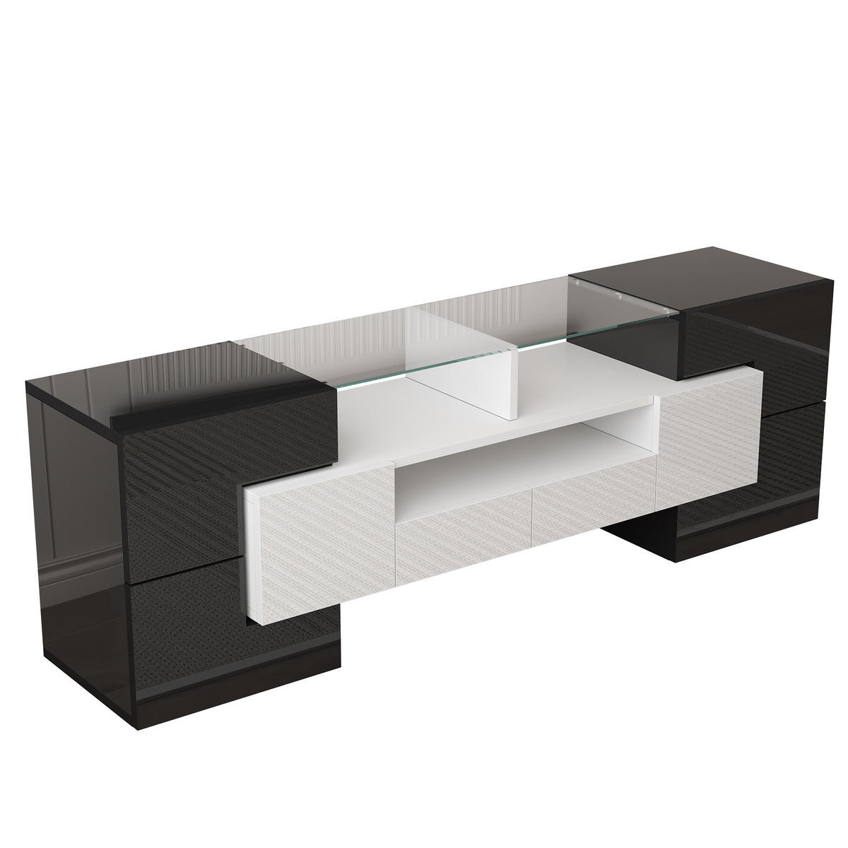 TV-LOWBOARD 145 cm Hochglanz LED weiß - Weiß, Holzwerkstoff (145/51/30cm) - LEBENLANG