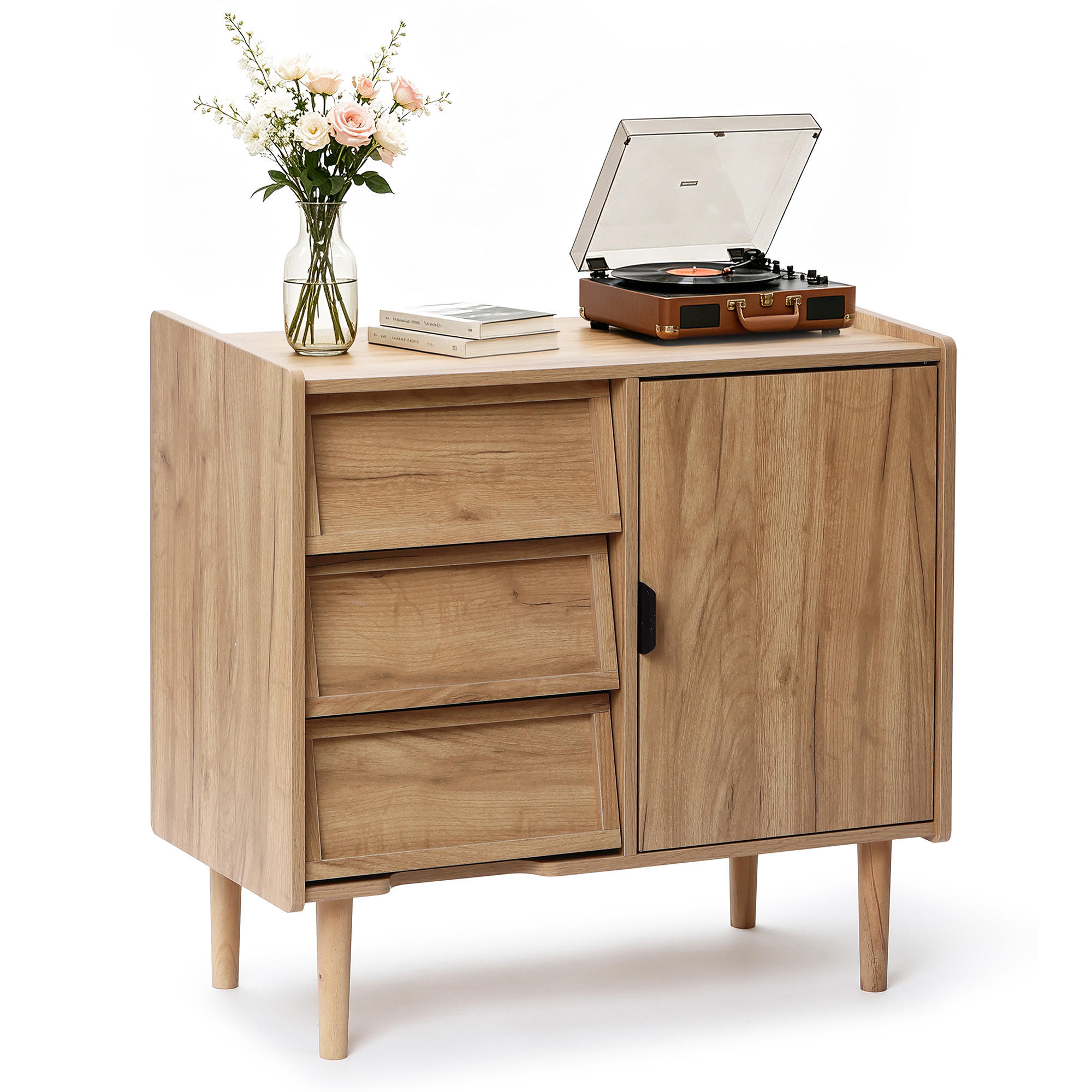 KOMMODE mit 3 Schubladen und Tür - Braun, Holz/Holzwerkstoff (80/74/39cm) - Hometopia