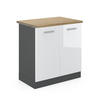 SPÜLENUNTERSCHRANK R-Line Weiß Hochglanz 80 cm, AP Eiche - Weiß Hochglanz/Anthrazit, Holzwerkstoff (80/81.6/60cm) - Vicco