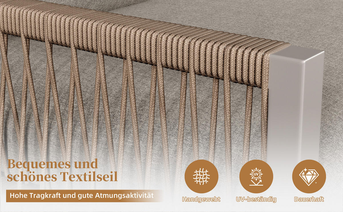 GARTEN-LOUNGESERIE 6-7 Personen Beige - Beige, Metall - ComfortXL