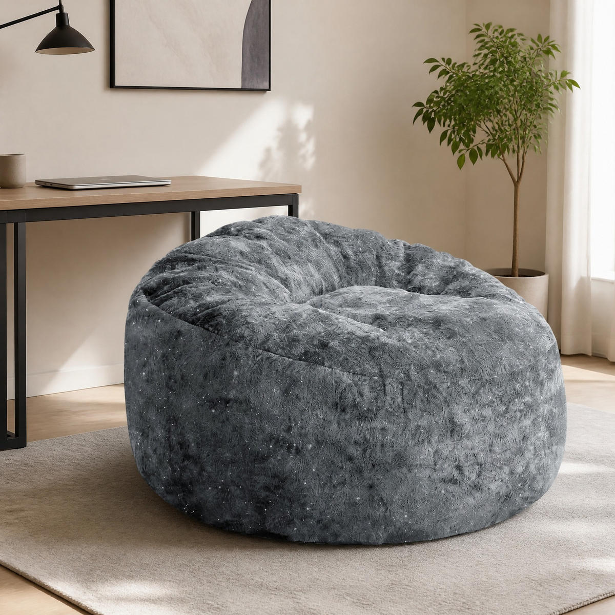 SITZSACKSESSEL mit hoher Rückenlehne Grau - Grau, Kunststoff (103/65/103cm) - Beauniv