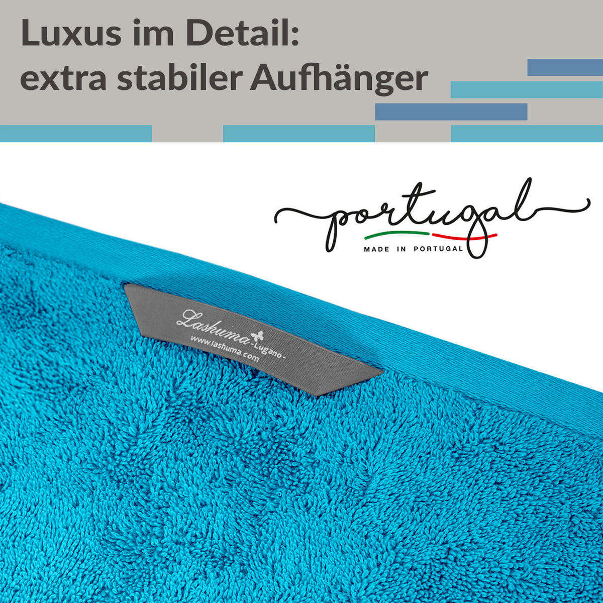 DUSCHTUCH Lugano Aquamarin 2er 70x140 cm - Blau, Textil (70/140cm) - Lashuma