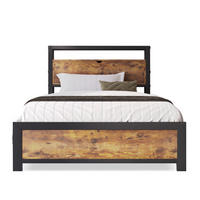 BETT 90/200 cm mit Stauraum-Kopfteil und Holzmaserung - Naturfarben, Metall (90/200cm) - OKWISH