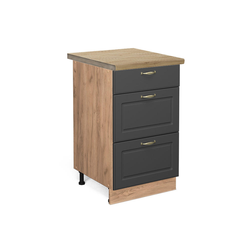 KÜCHENUNTERSCHRANK Fame-Line Anthrazit-Gold 50 cm, AP Eiche - Honigeiche/Anthrazit, Holzwerkstoff (50/82/60cm) - Vicco