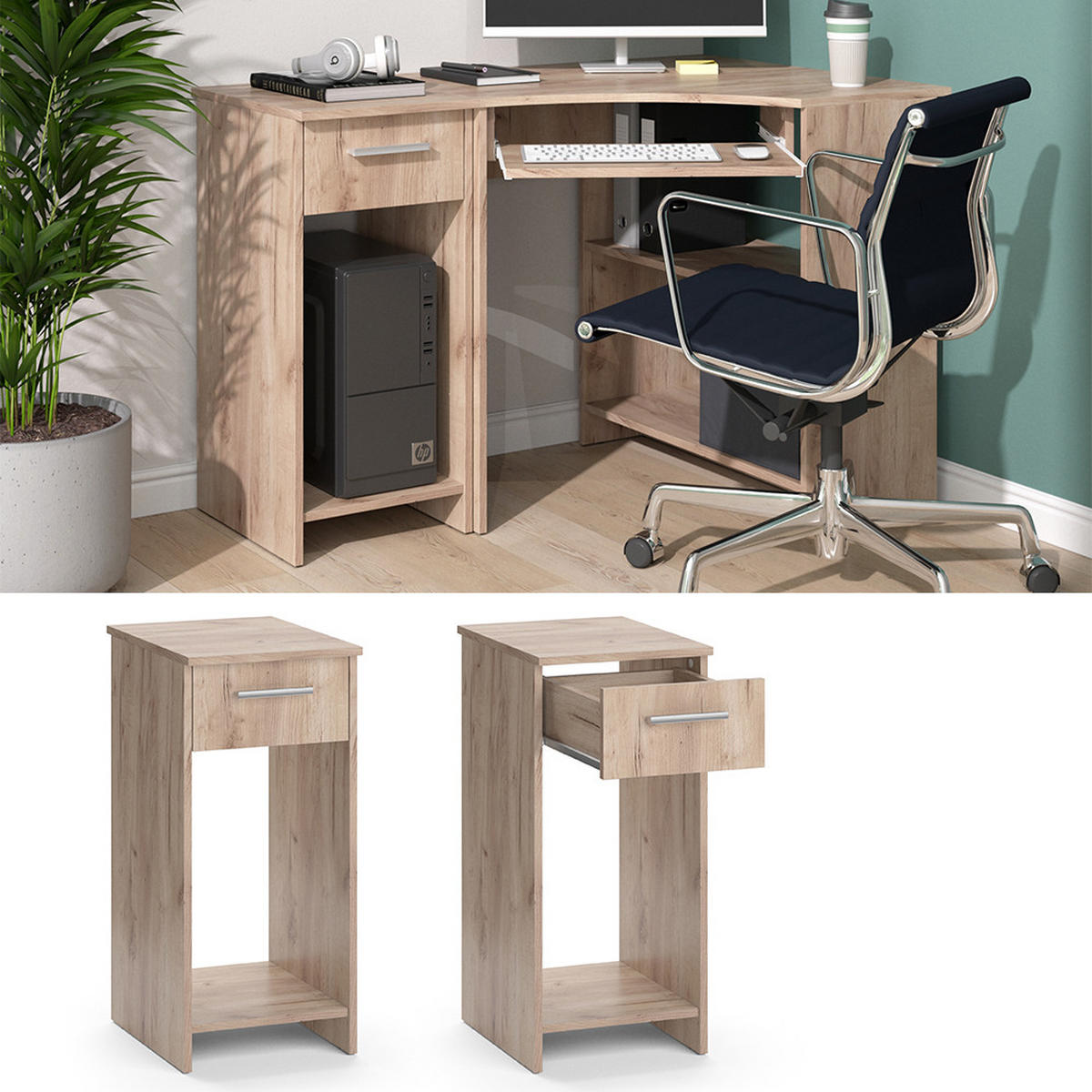 PC-SCHRANK Odin Sonoma 35.1 x 45 cm - Sonoma Eiche, Holzwerkstoff (45/35.1/77cm) - Vicco