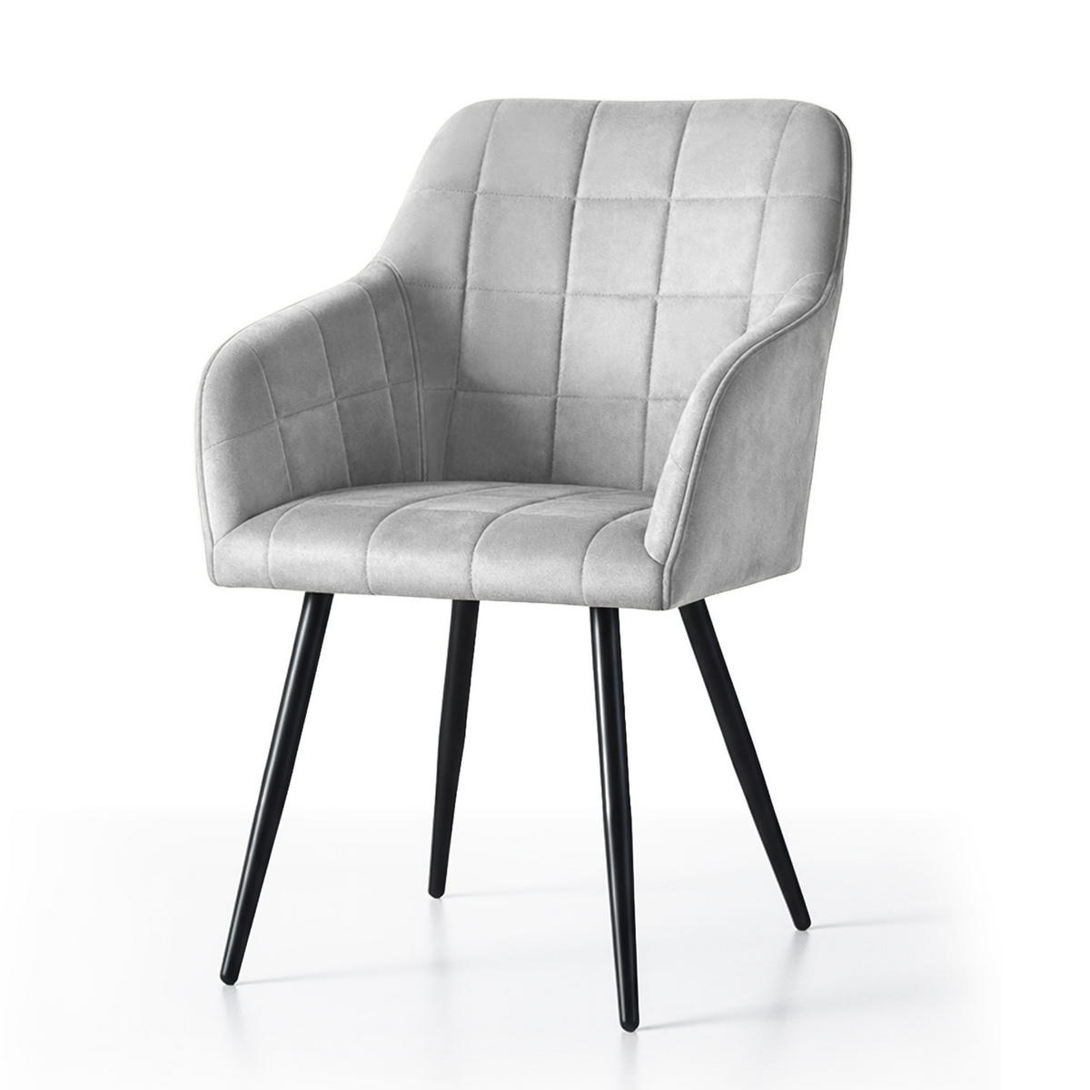 POLSTERSTUHL 6er Set, Metallbeine Grau 54/82/58 - Grau, Textil (54/82/58cm) - RAUMHIRSCH FURNITURE