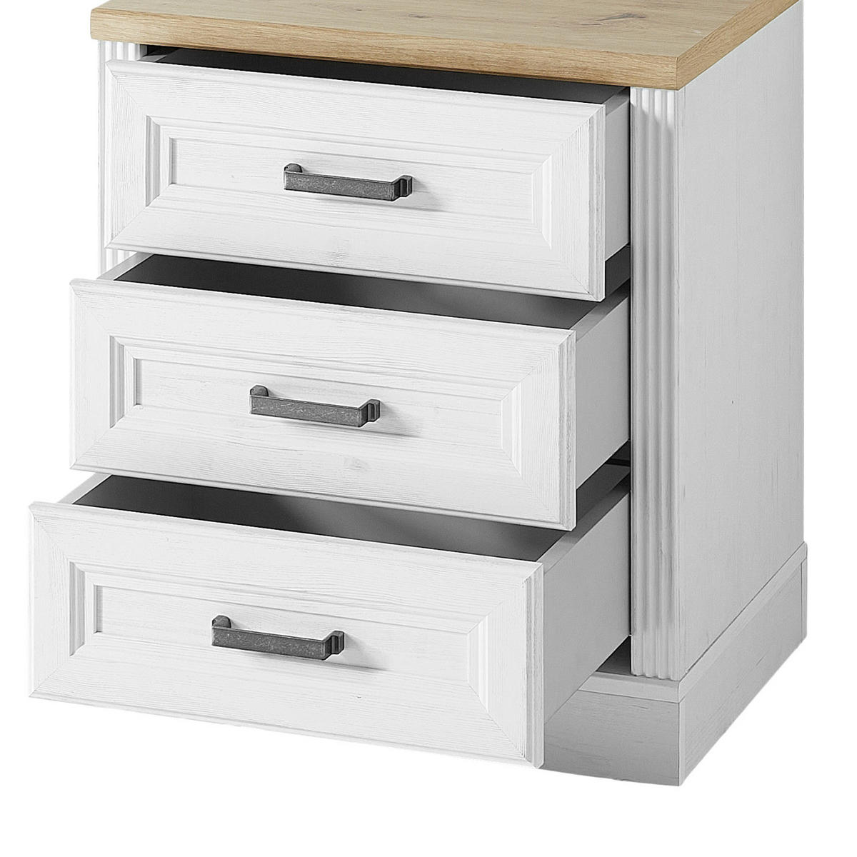 ROLLCONTAINER - Weiß/Pinienfarben, Holzwerkstoff/Metall (54/62/39cm) - home24