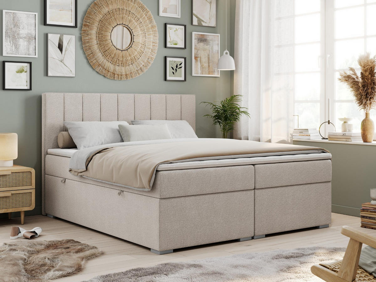BOXBETT ALLY 120/200 Beige Struktur - H3 - Beige, Holz/Textil (120/200cm) - MKS