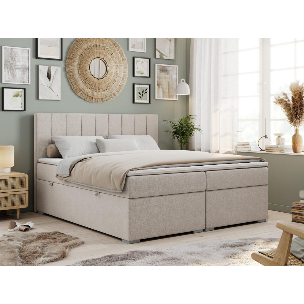 Thumbnail - MKS Boxbett, Beige, Textil, 2-Sitzer, H3, Rechteckig, 160x200 cm, Schlafzimmer, Betten, Boxspringbetten