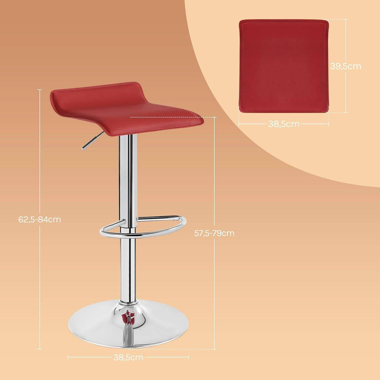 Thumbnail - Woltu Barhocker, Bordeaux, Metall, 38.5x84x39.5 cm, Esszimmer, Barmöbel, Barhocker