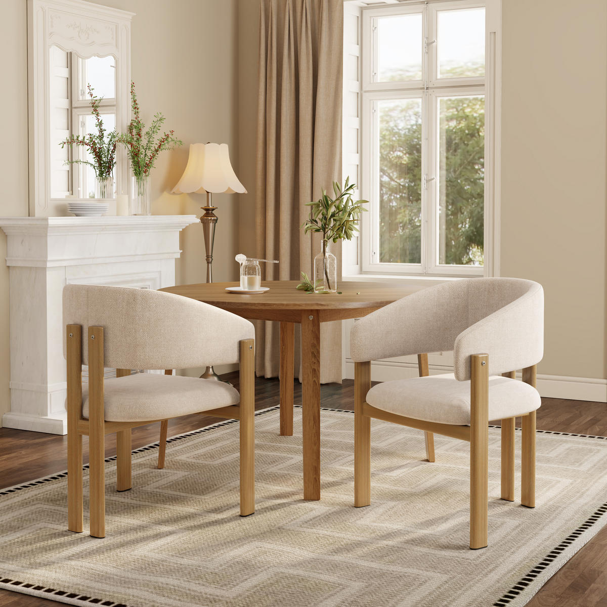 ESSZIMMERSTÜHLE 6er-Set Metall Holzoptik Leinen Natur - Naturfarben, Naturmaterialien (61.5/83/52.5cm) - FLIEKS