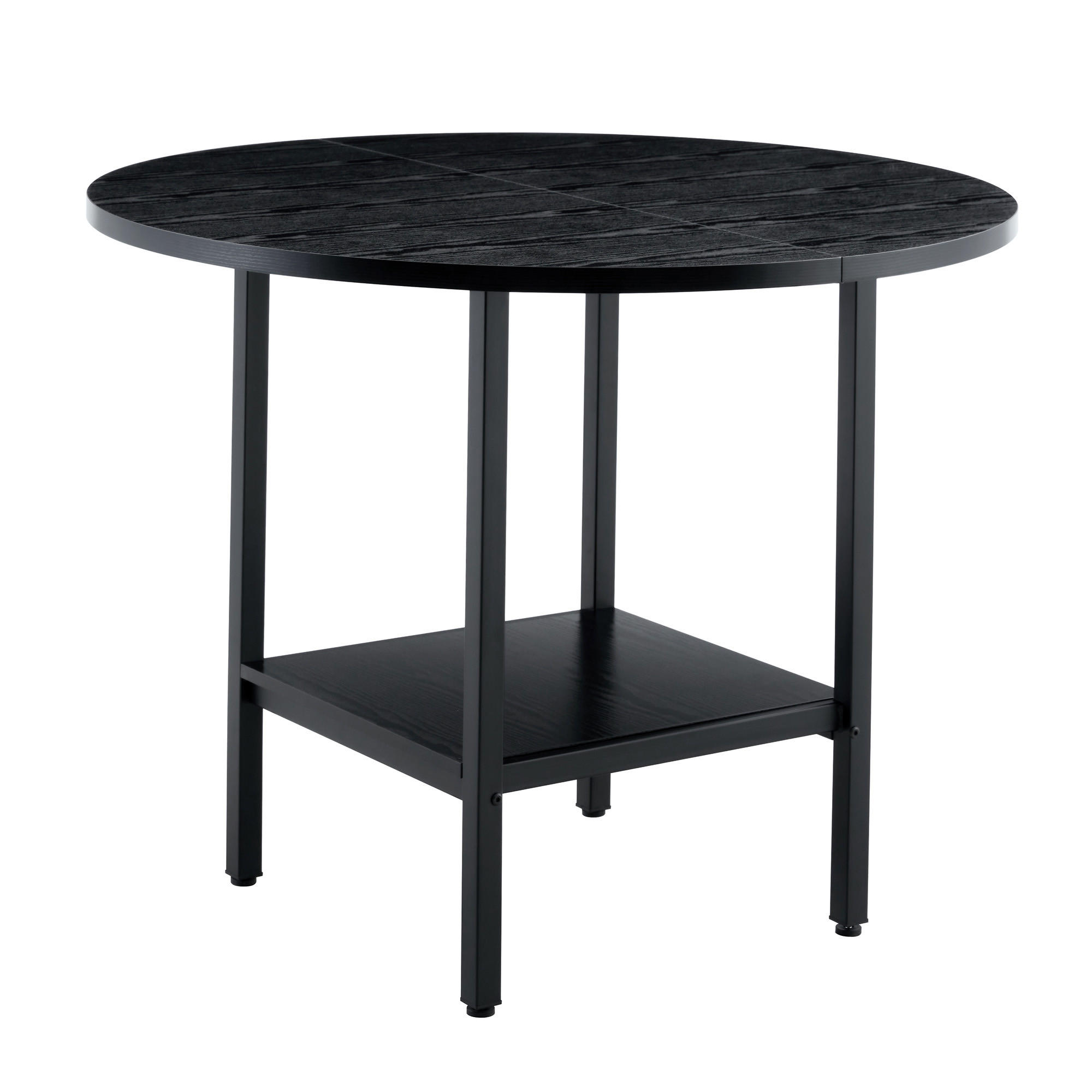 ESSTISCH Schwarz mit Ablagefach und Metallgestell 100/100/77 cm - Schwarz, Holz (100/100/77cm) - Oxeza