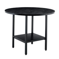 ESSTISCH Schwarz mit Ablagefach und Metallgestell 100/100/77 cm - Schwarz, Holz (100/100/77cm) - Oxeza
