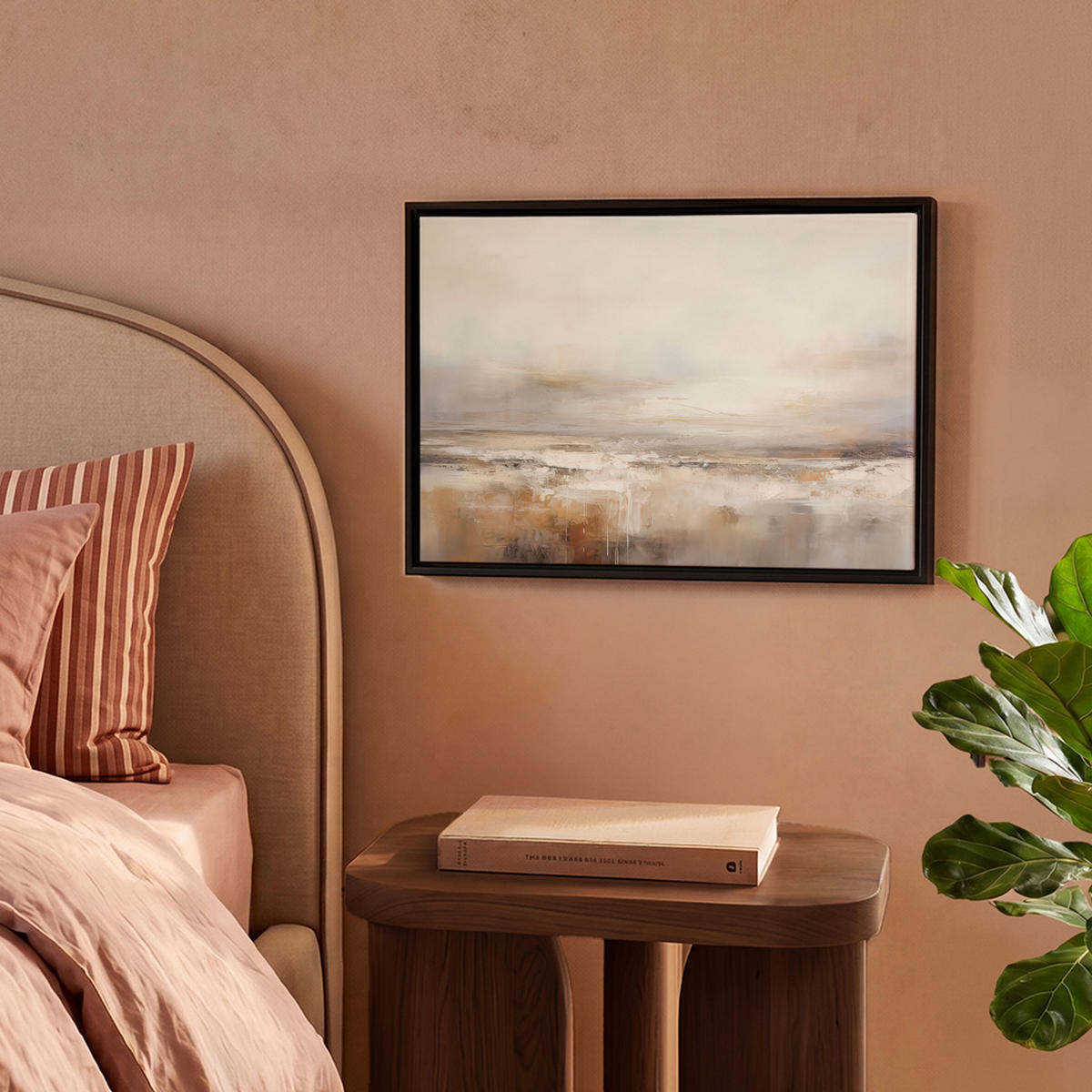LEINWAND Bilder mit Rahmen - Kunst - Industriell - Grau - Braun - Abstrakt - 40x30 - Sandfarben, Textil (40/30cm) - MuchoWow
