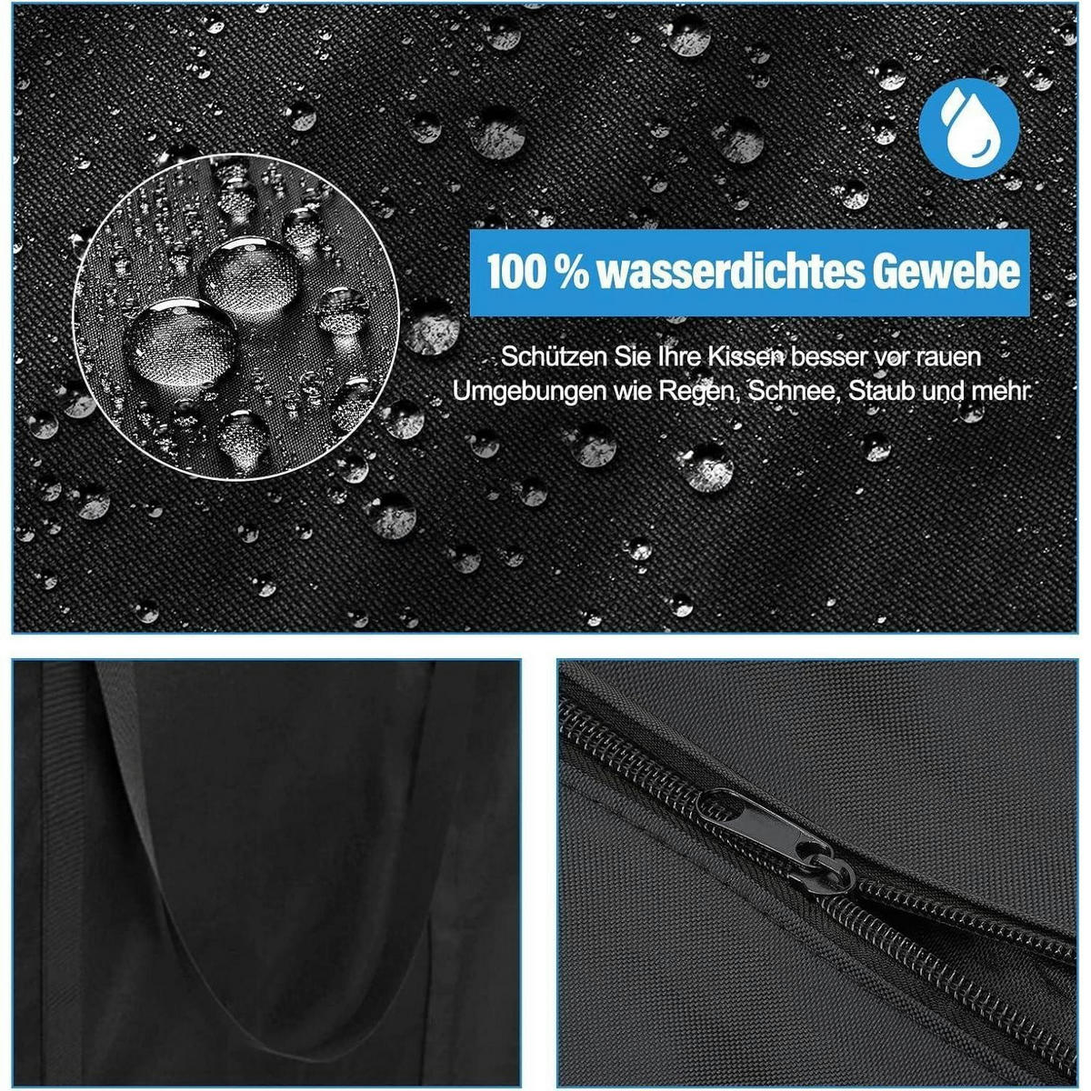 AUFLAGENTASCHE 80 x 80 x 60 cm Wasserdicht Oxford 600D - Schwarz, Textil (80/60/59.9cm)