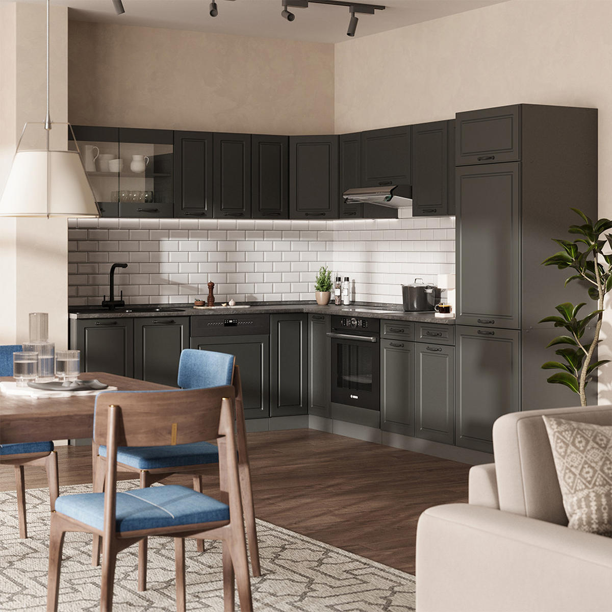 KUCHYŇSKÁ DVÍŘKA R-Line Antracitový venkovský dům - antracitová, kompozitní dřevo (59.6/132.7/1.6cm) - Vicco