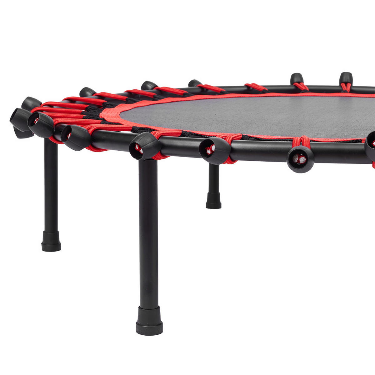 40-ZOLL-RUNDTRAMPOLIN mit Gummiseilen aus Stahl, Oxford-Gewebe, Gummiseile in Schwarz Rot Langlebig und sicher Stabil und leise 25 x 101 x 101cm - Schwarz, Metall (101/101cm) - Livingandhome