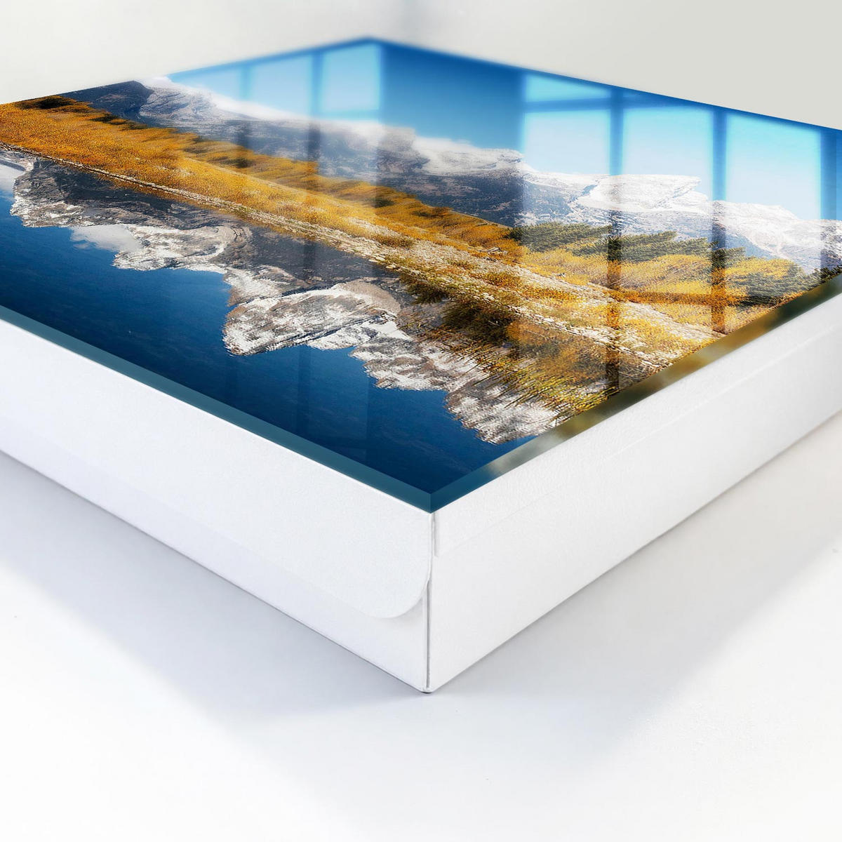 SCHLÜSSELBOX Weiß 30x30 cm – Türöffnung nach rechts - Goldener Herbst - Blau, Metall (30/30/5cm) - TULUP