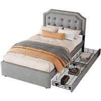 POLSTERBETT 90/200 cm Grau aus MDF mit 2 Schubladen - Grau, Textil (90/200cm) - OKMYHOME