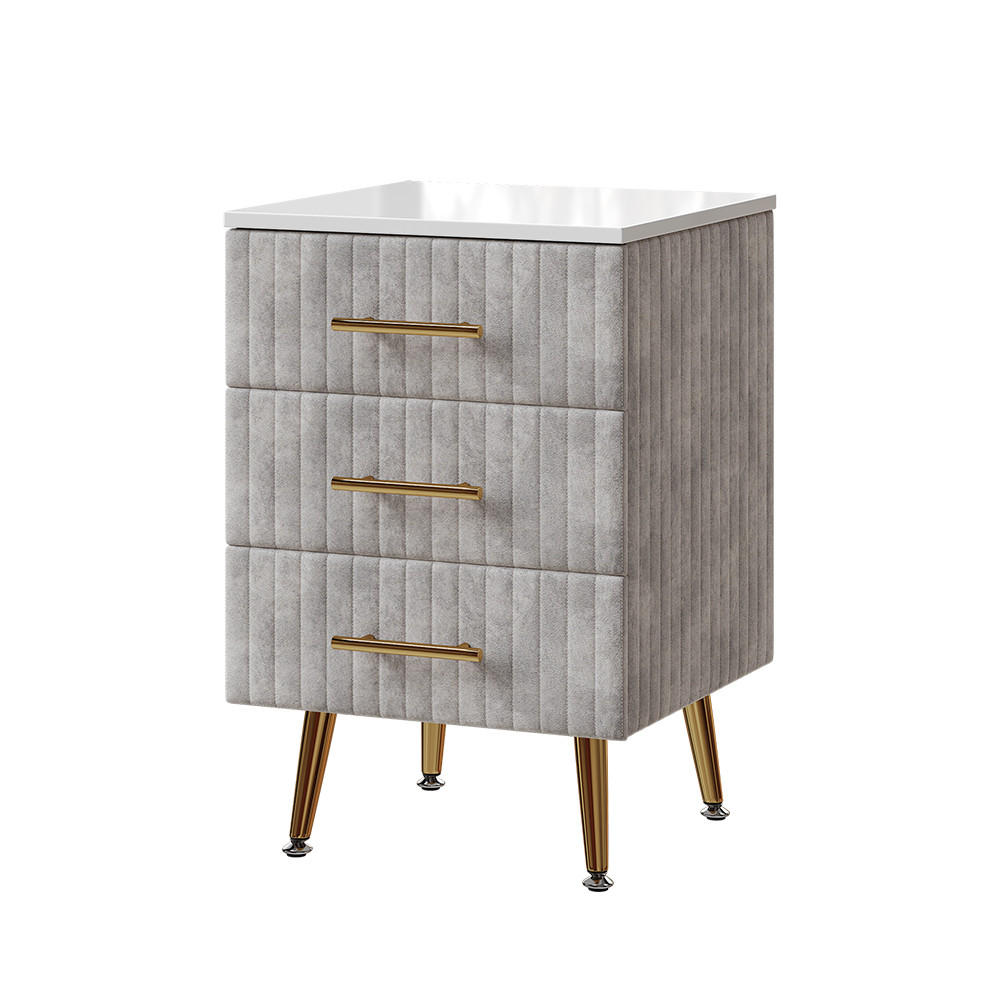 NACHTTISCH Velia Grau 41 x 62 cm mit 3 Schubladen - Grau, Holzwerkstoff (41/62/40.5cm) - Vicco