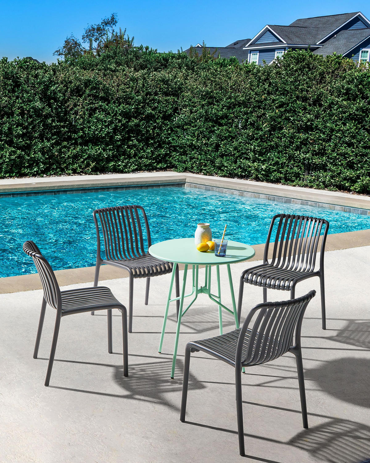 GARTENSTUHL 4er-Set Schwarz Ariccia - Schwarz, Kunststoff (45/78/50cm) - Beliani