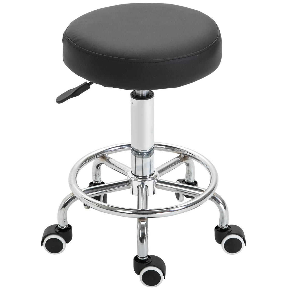 BÜROHOCKER DE-18027 höhenverstellbar 50-64 cm, gepolstert Schwarz - Schwarz, Metall (42/64/42cm) - ComfortXL