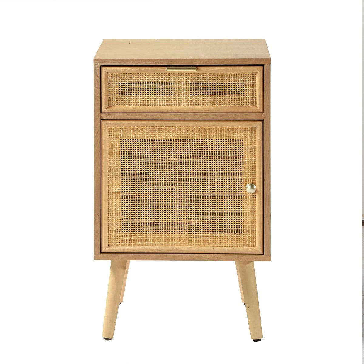 NACHTTISCH mit natürlichem Rattangeflecht - Eschefarben, Holzwerkstoff (36.5/71/42cm) - Calicosy