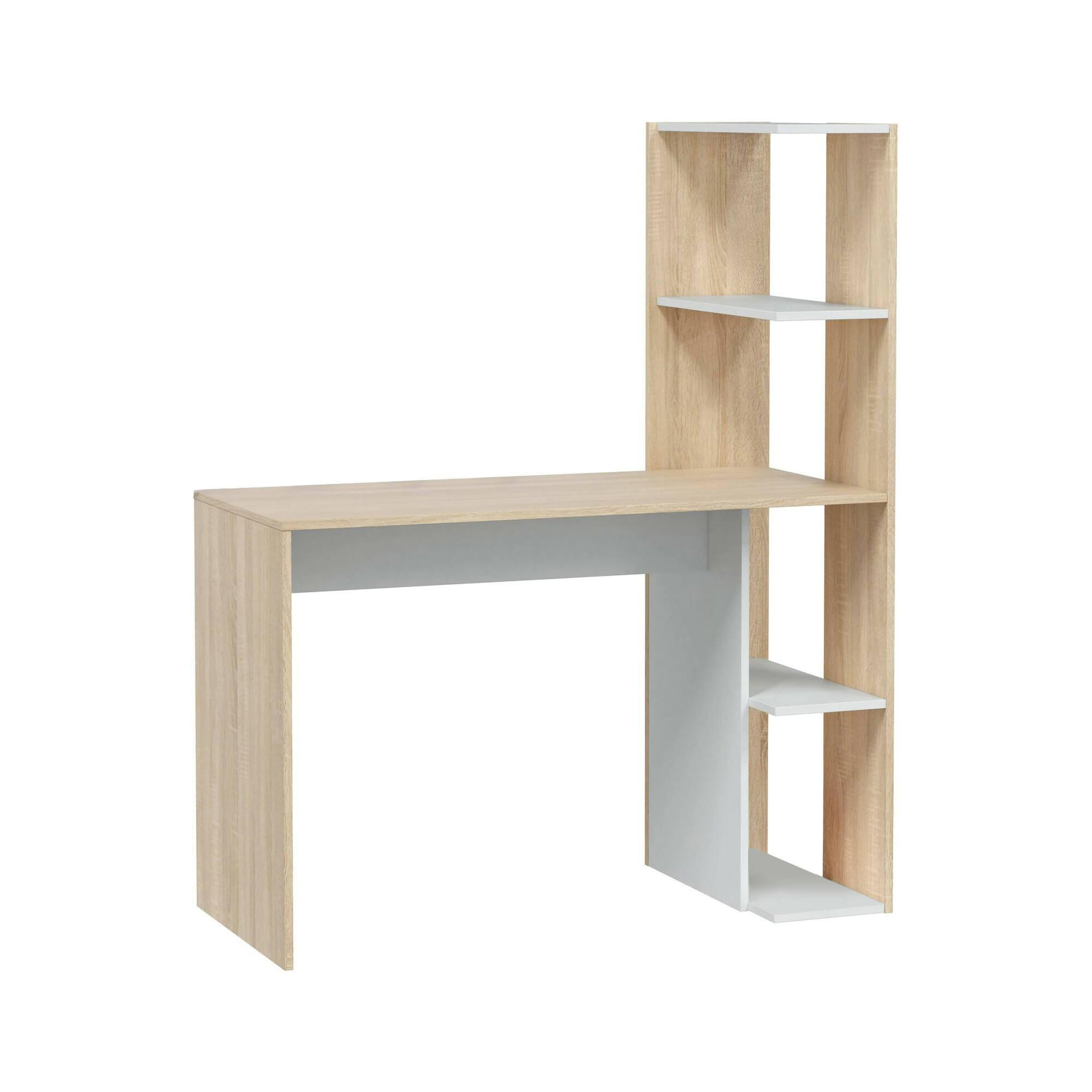 SCHREIBTISCH Weiß, Eiche 52/110/136 cm - Weiß, Holzwerkstoff (52/110/136cm) - DMORA
