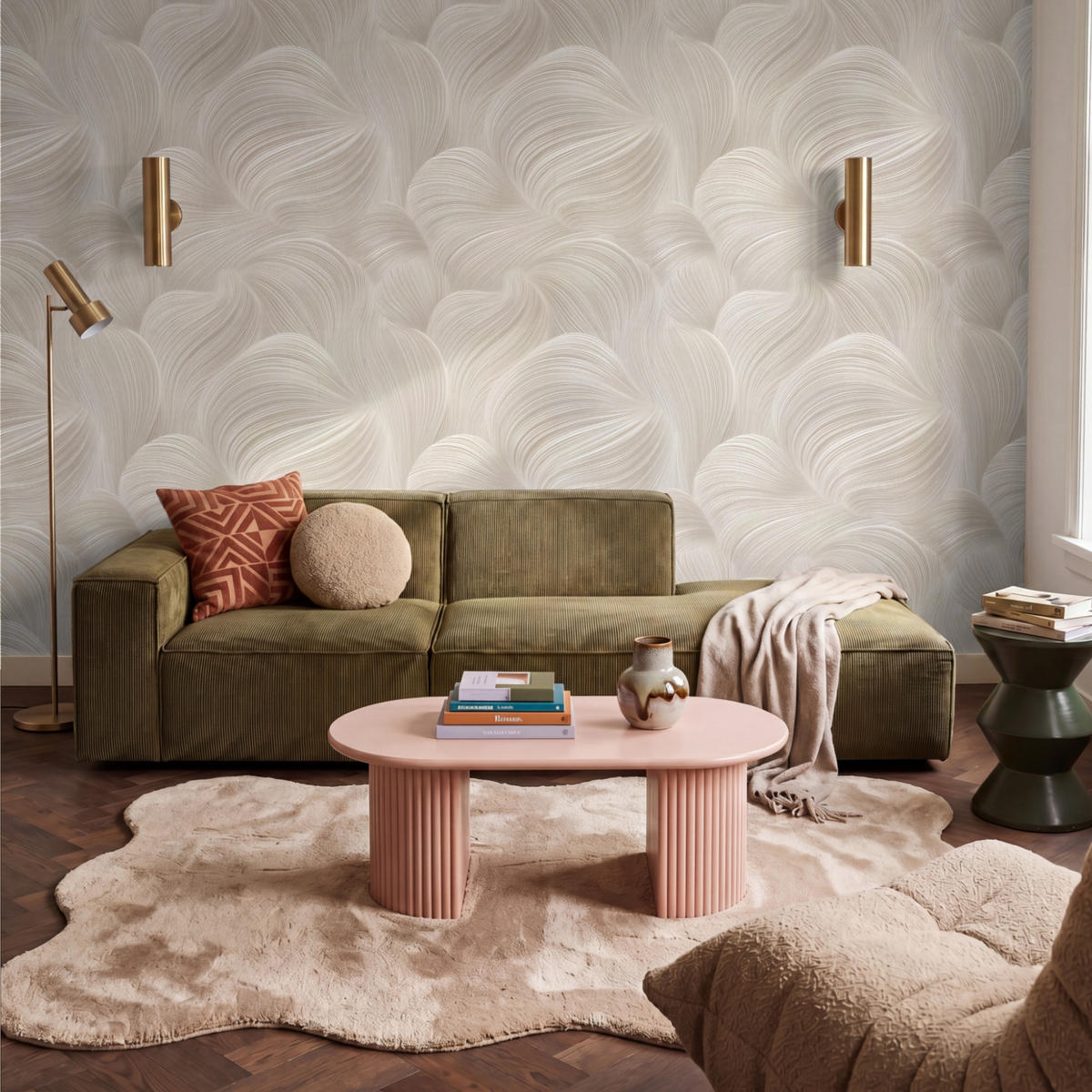 TAPETE - Lines - Ventilator - Beige - 350x240 cm - Creme, Papier (350/240cm) - OnlyWow