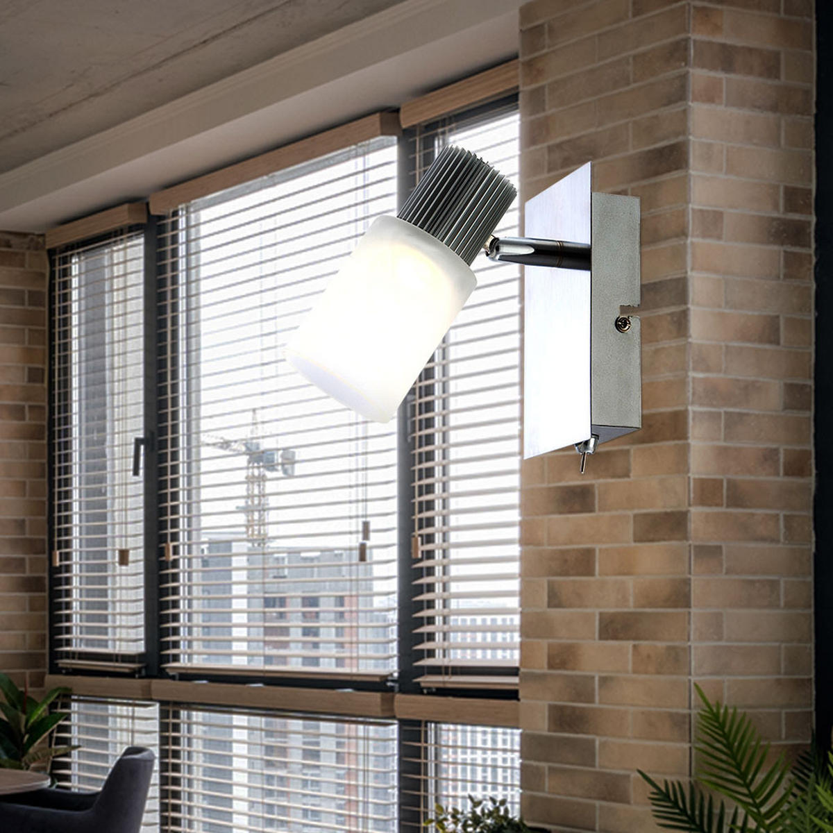 LED WANDLEUCHTE Lister Alabaster Optik Chrom 2er Set - Weiß, Metall (8/13/15.5cm) - Globo Lighting