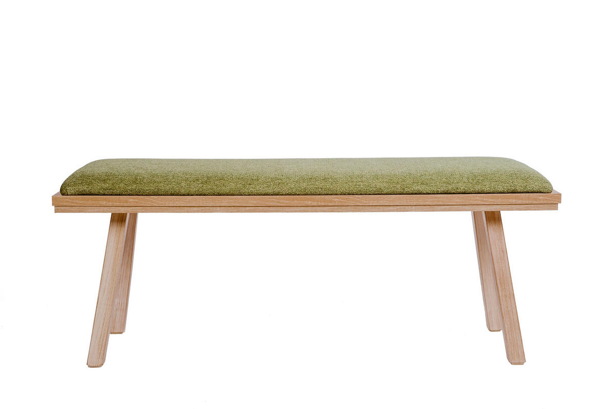 GARDEROBENBANK Die Zeitlose - Eichefarben/Grün, Holz/Textil (45/50/125cm) - Kundler Home