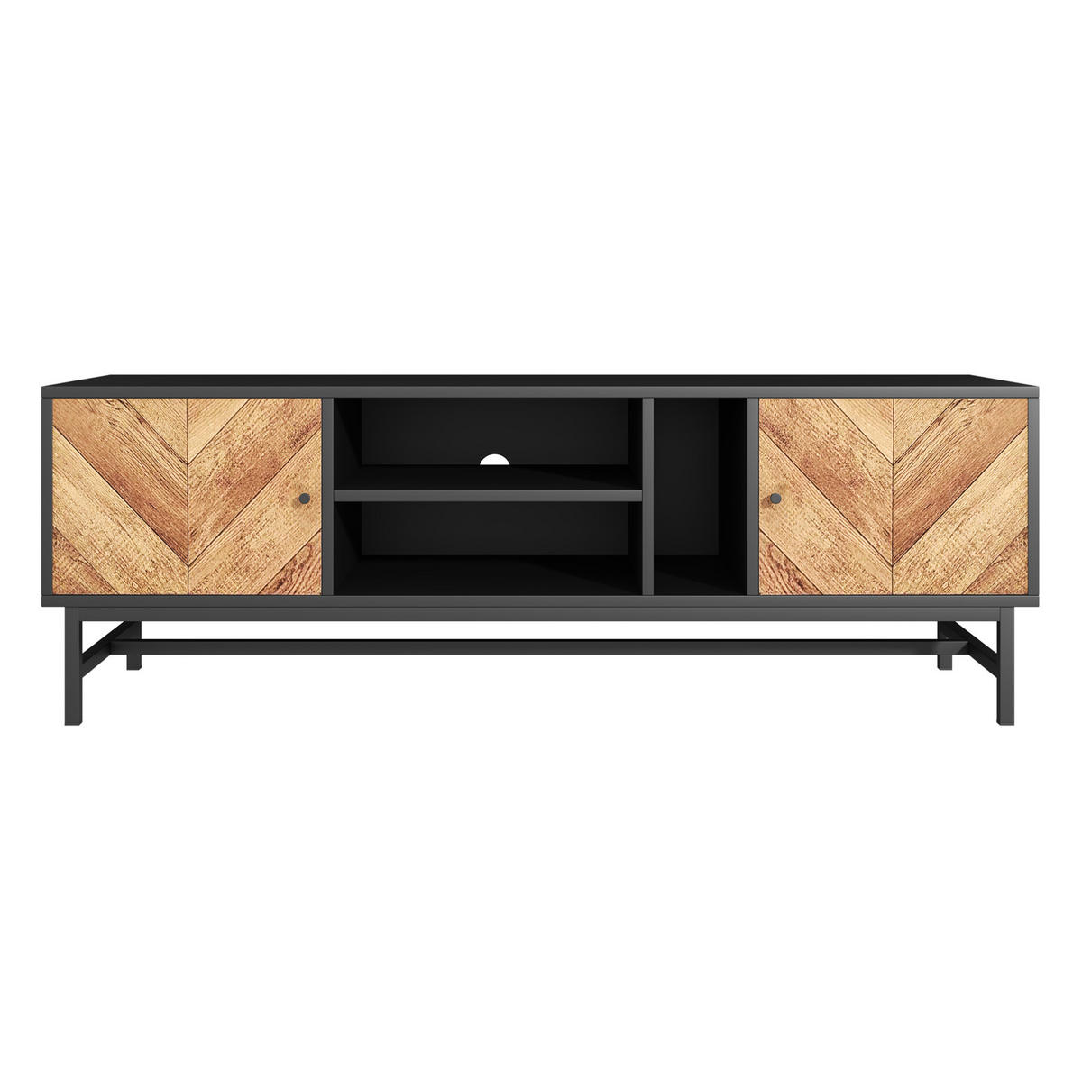 TV-LOWBOARD aus Spanplatte und Eisen 150x38x50,5 cm Schwarz/Holzoptik mit Stauraum - Hellbraun, Holzwerkstoff (150/55/38cm) - IVMEU