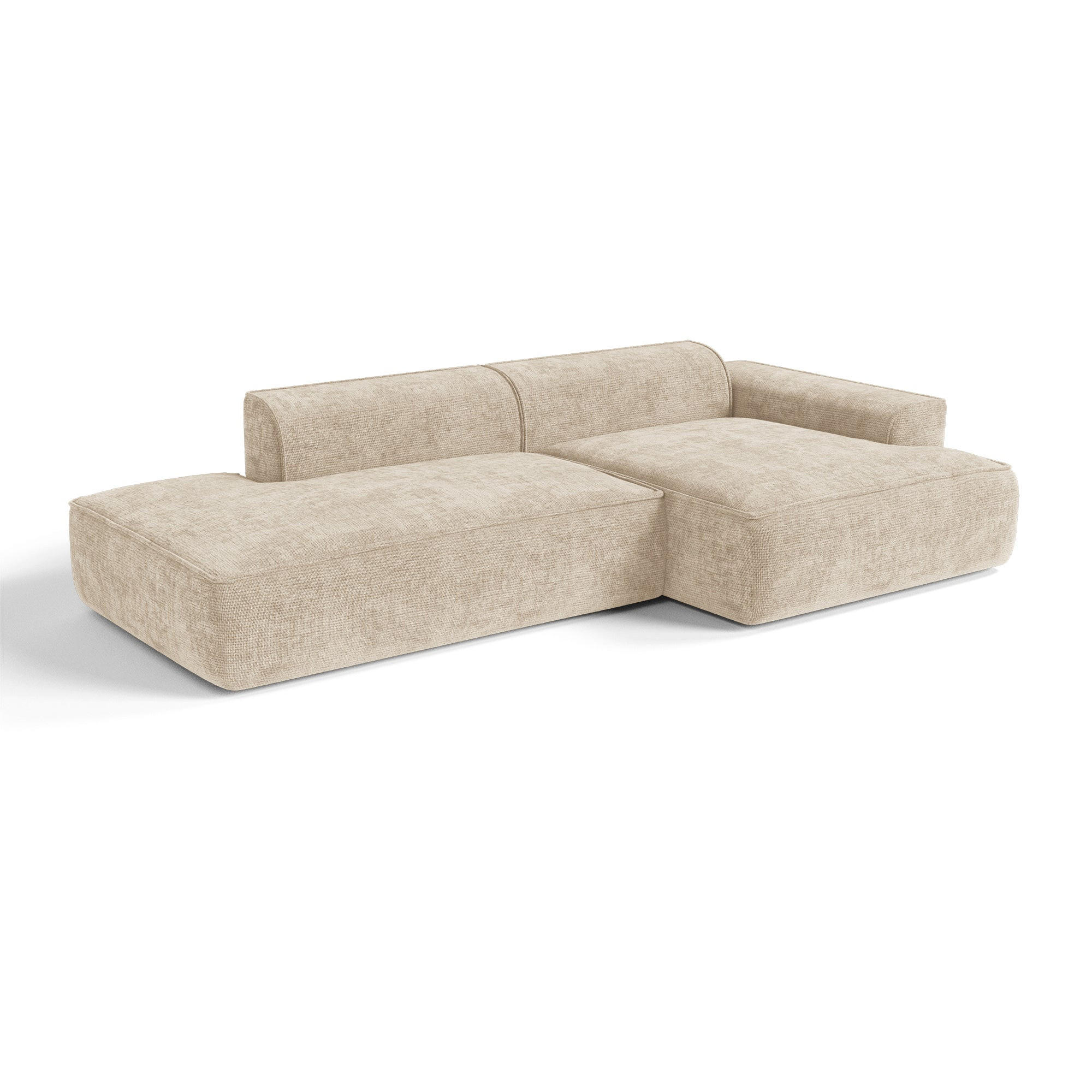 ECKSOFA rechtwinklig HANA Strickvelours Creme 260cm - Creme, Textil (260/155cm) - Premium Interiors