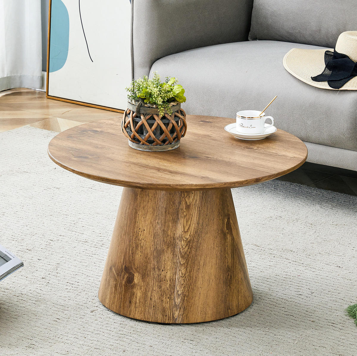 COUCHTISCH 60/60/35 cm in Holzoptik aus MDF–rund und vielseitig - Naturfarben, Holzwerkstoff (60/60/35cm) - Flora Grace
