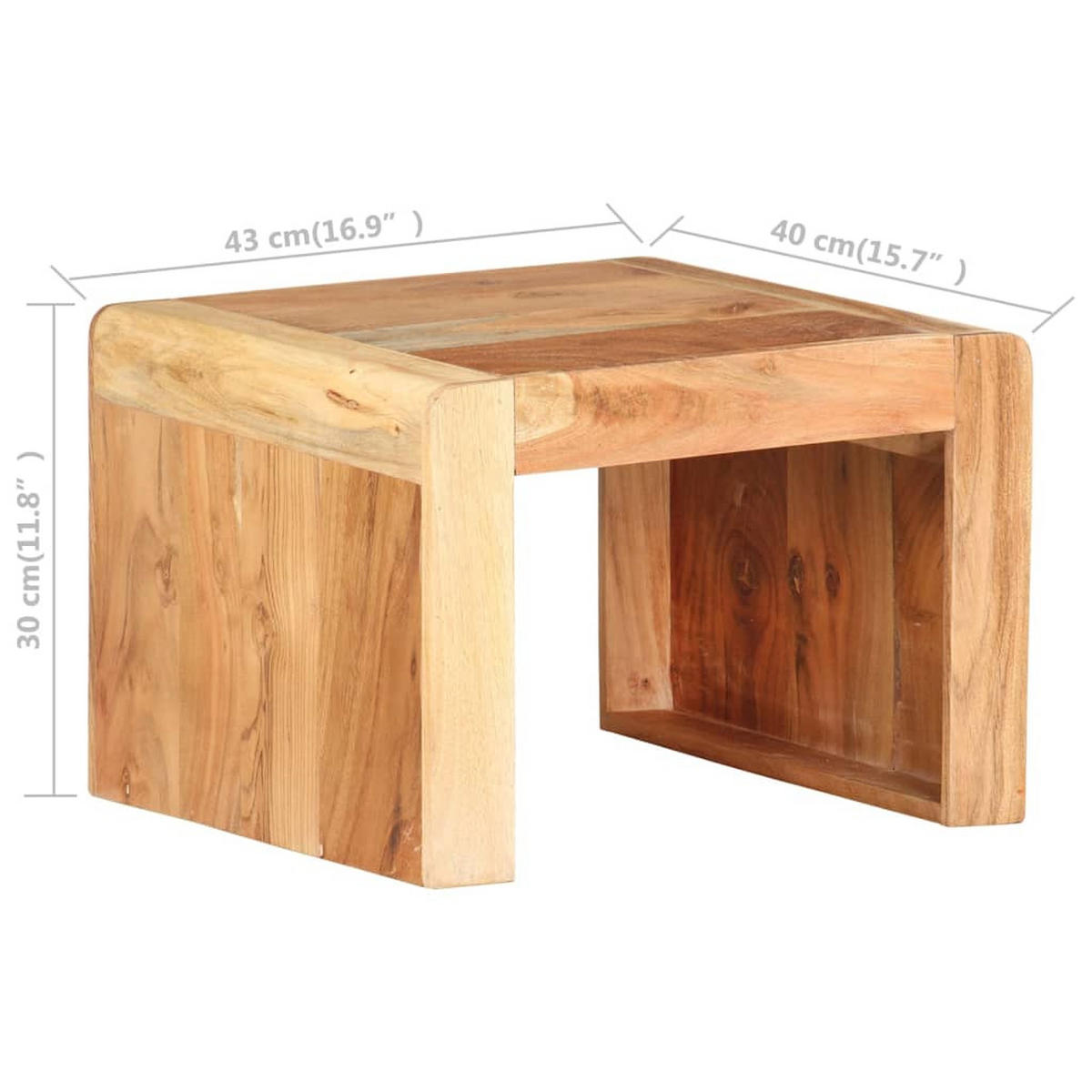 BEISTELLTISCH 43/40/30 Cm Akazie Massivholz - Braun, Holz (43/40/30cm) - vidaXL
