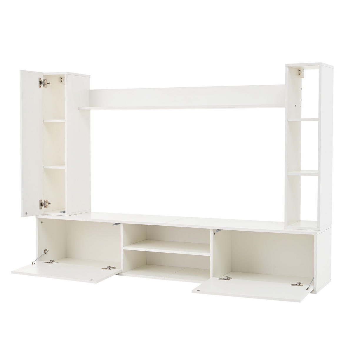 WOHNWAND 4-teilig LED TV-Board Regal Weiß 180cm - Weiß, Holzwerkstoff (180/33.5/35cm) - FLIEKS