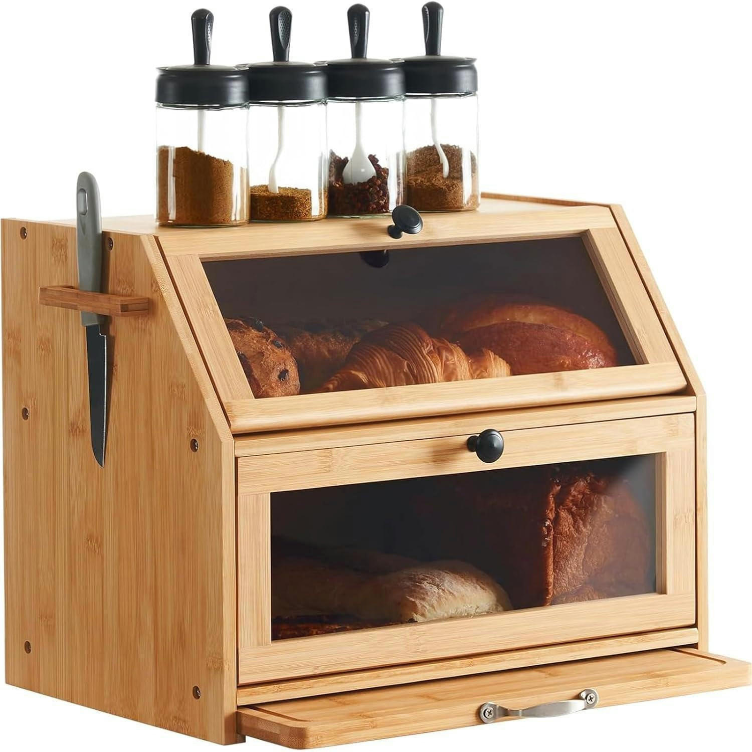 BROTKASTEN Bambus mit Schneidebrett 39x26x32,5 cm - Hellbraun, Naturmaterialien (25/32.5/39cm)
