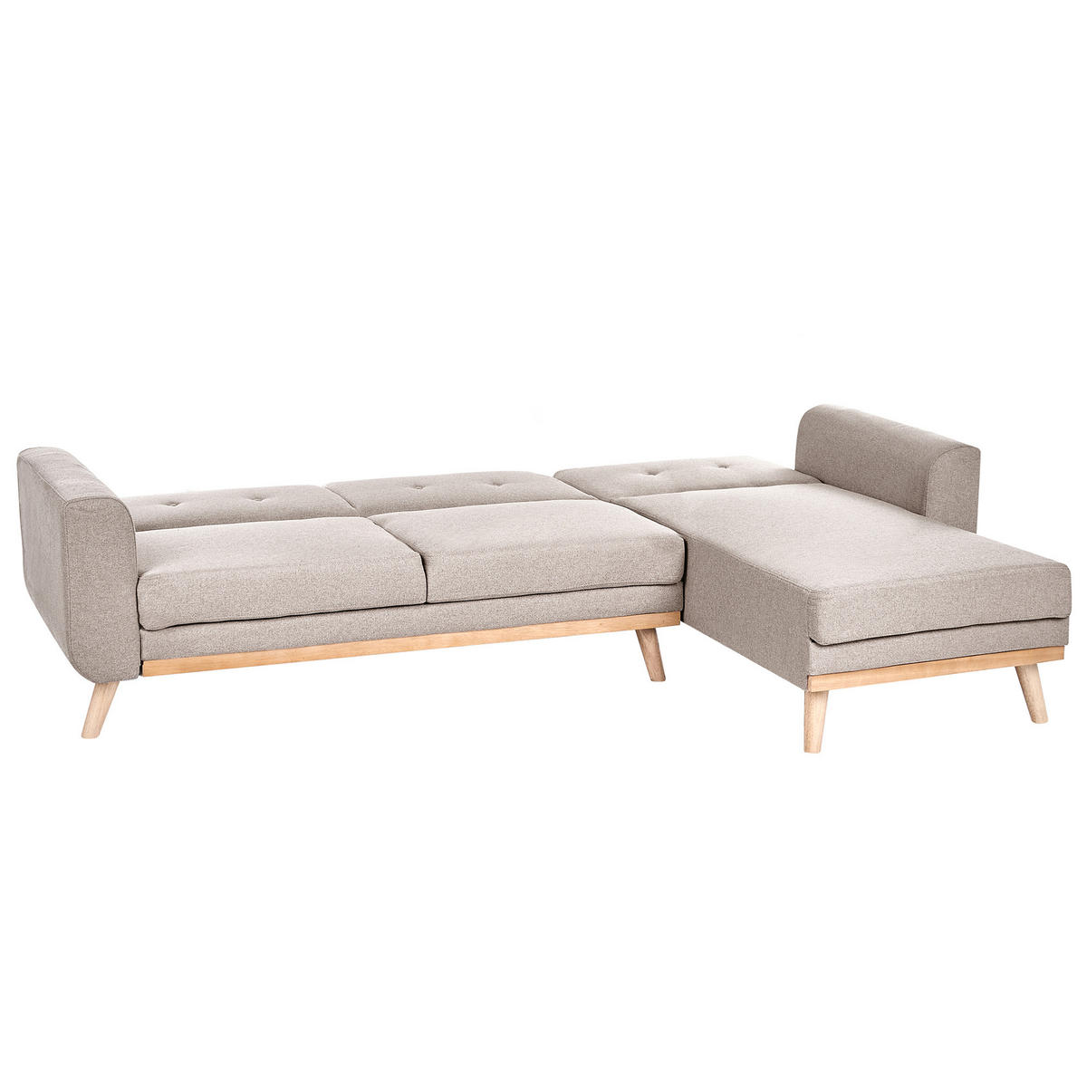 ROZKLÁDACÍ ROHOVÁ POHOVKA 3-místná Látka Béžová levostranná Kaarina - světle hnědá, textil (260/152cm) - Beliani